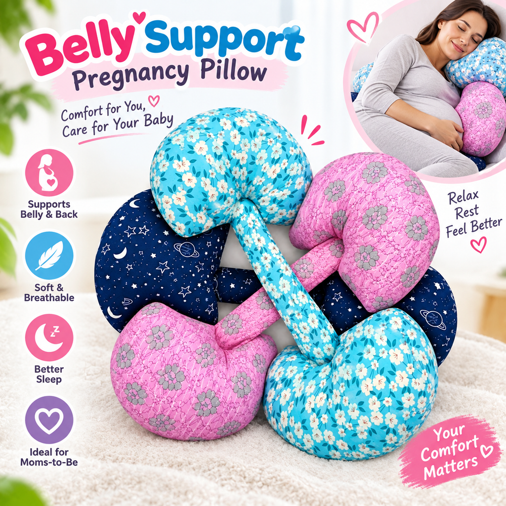 Belly Support Pregnancy Pillow – Soft Cotton Maternity Wedge Pillow for Back & Bump Support, Ergonomic Comfort Cushion for Expecting Mothers & Pain Relief