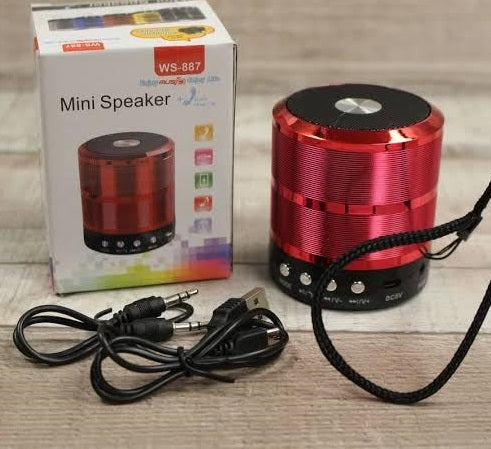 WS-887 Portable Wireless Mini Bluetooth Speaker – 5W Sound with Built-In Mic, FM Radio, TF Card, USB & 1200mAh Battery