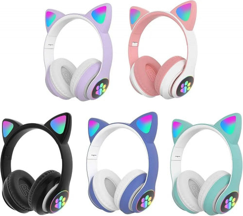 CAT STN-28 Wireless Cat Ear Headset – Bluetooth 5.0 Over-Ear Headphones with 40mm Speakers, 400mAh Battery, 7-Hour Playtime & Cute Stylish Design