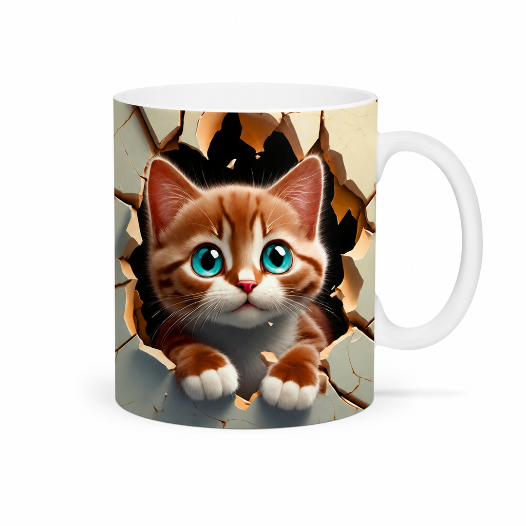 Cute Cat Ceramic Mug – Premium Wraparound Design Coffee Mug for Cat Lovers, Microwave & Dishwasher Safe