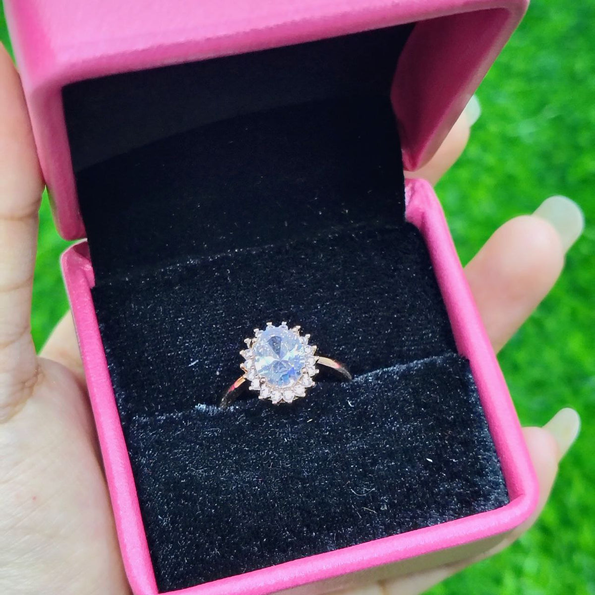 Classic Crystal Crown Ring – Golden Finish