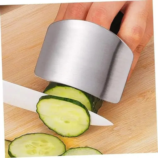2 Pcs Stainless Steel Finger Protector for Cutting – Safe Finger Guard Shield for Vegetable, Fruit & Meat Cutting (Silver)