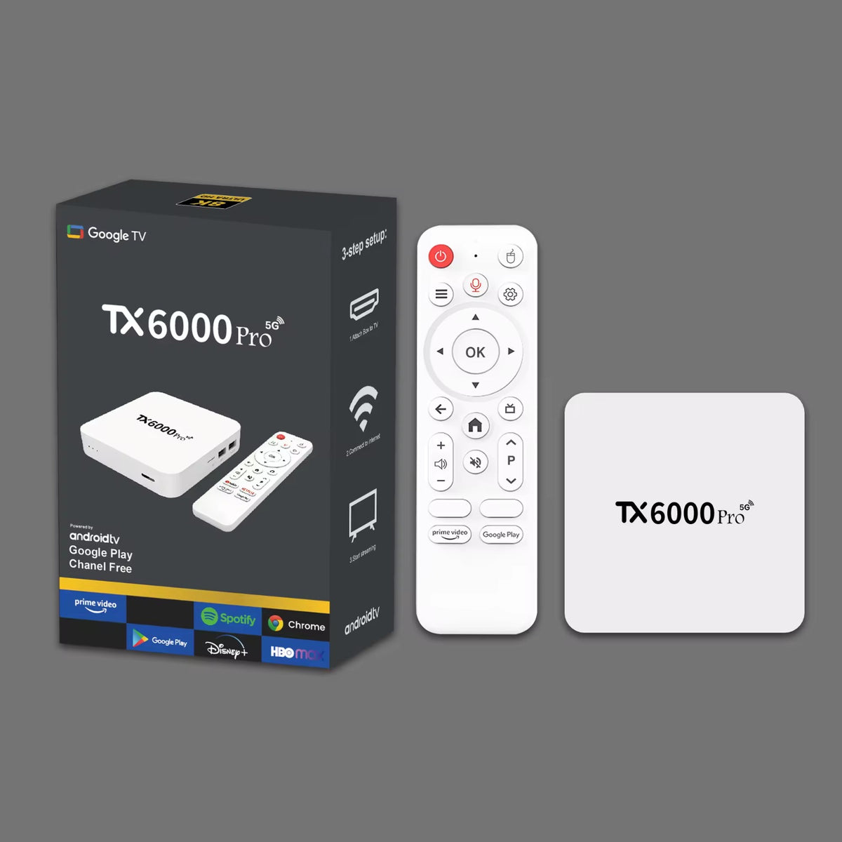 TX6000 Pro 5G Google TV Box | Android 15.0 | 16GB RAM + 256GB Storage | 4K Ultra HD