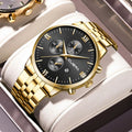 CUENA 6008 Stainless Steel chronograph Analog luminous Men’s Watch- Gold Black