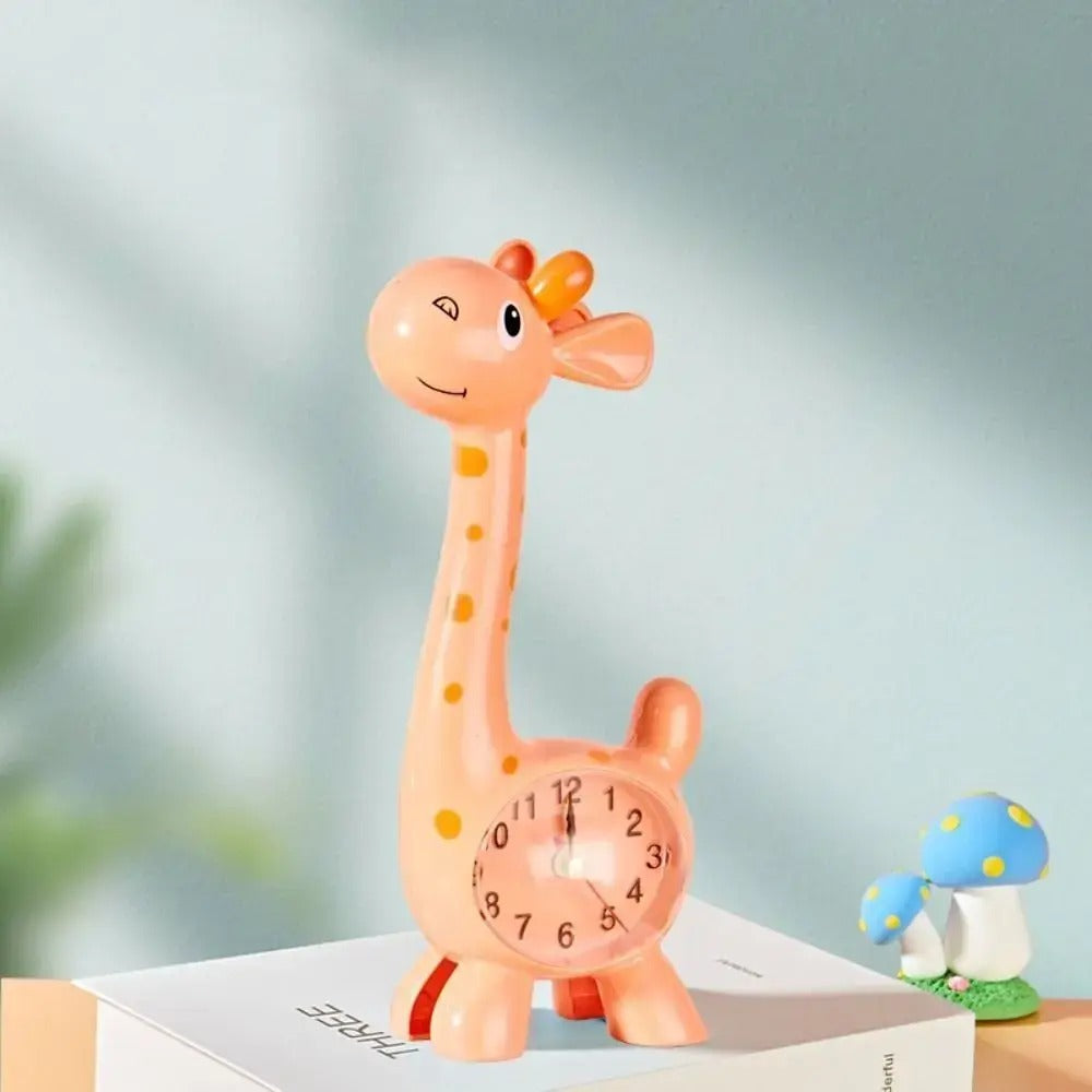 Giraffe Desk Clock with Clear Dial & Stable Base for Kids