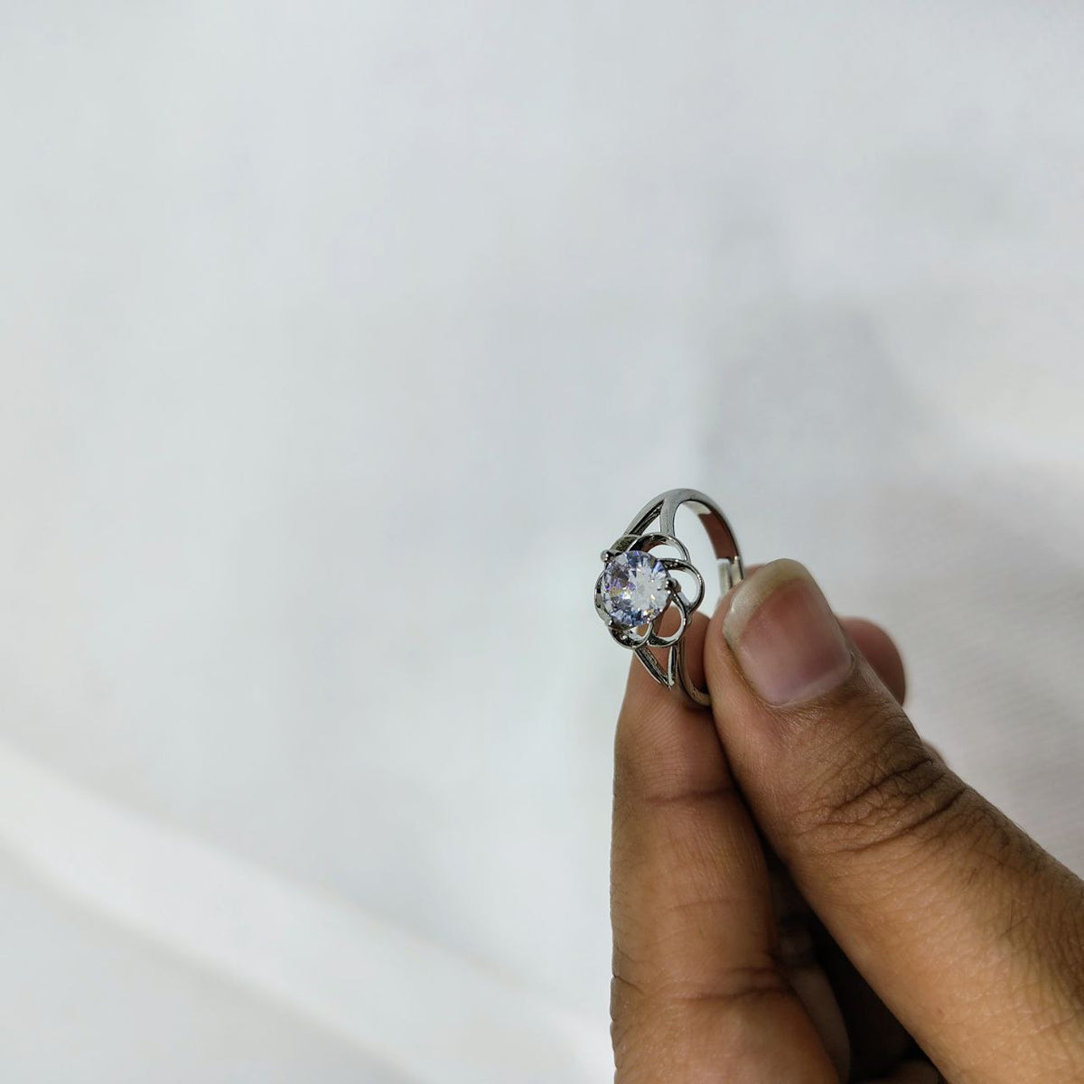 Crystal Bloom Silver Ring