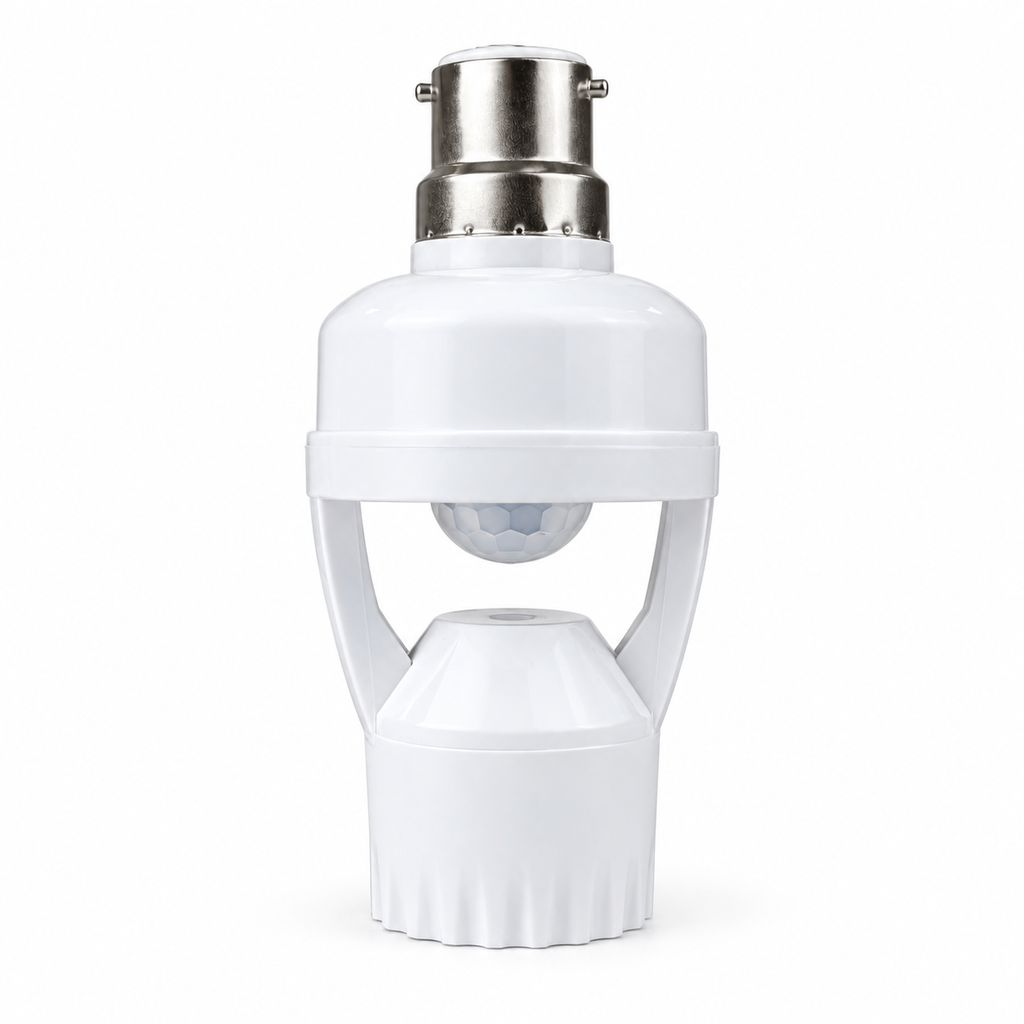 Intelligent Motion Sensor Lamp Holder – E27 Radar & Infrared Automatic Light Socket with 360° Detection, Adjustable Time-Delay & 200W Load Capacity