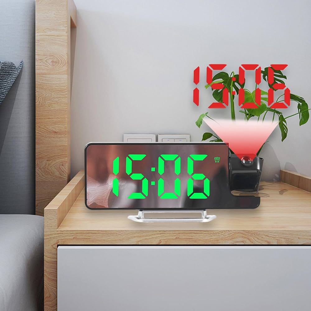 3 in 1 LED Mirror Clock with Projection