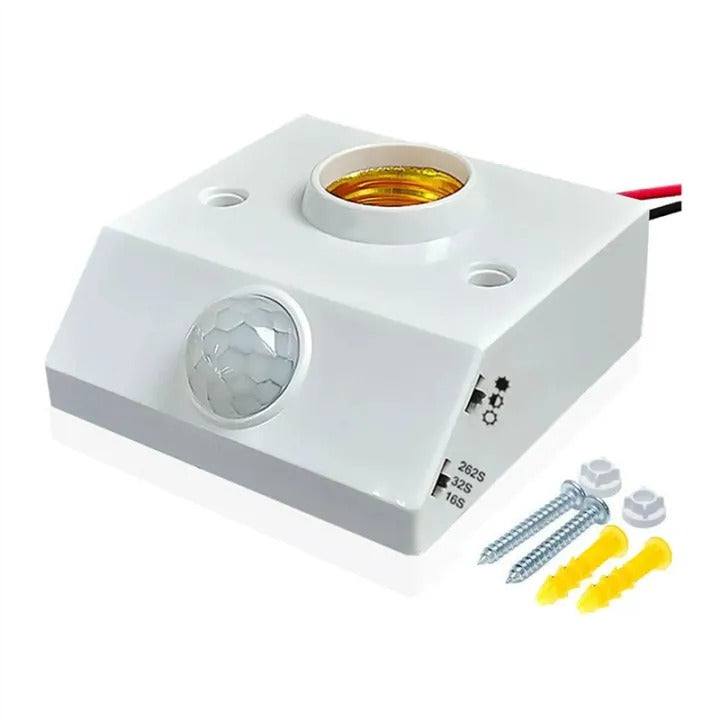 Human Infrared PIR Motion Sensor Bulb Holder – Automatic Smart Light Switch with Adjustable Time-Delay & Lux Control for Energy Saving