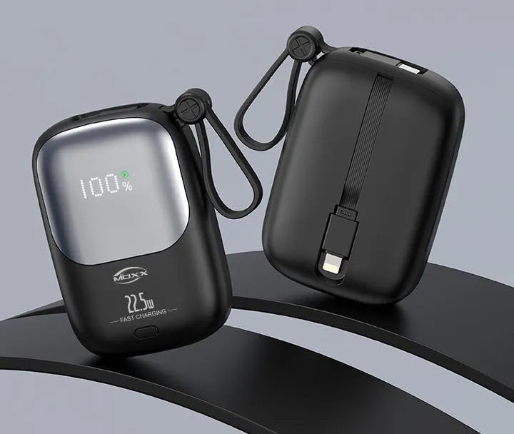 Moxx MP-02 22.5W PD & QC 10000mAh Fast Charging Power Bank – Dual Inputs (Micro & Type-C), Multi-Port Output, Smart LED Display & Compact Portable Design