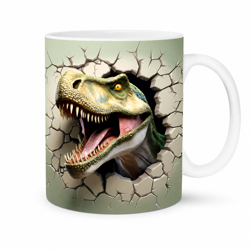Dinosaur Mug – Premium Ceramic Coffee Mug with 3D Jurassic T-Rex Wraparound Design, Microwave & Dishwasher Safe