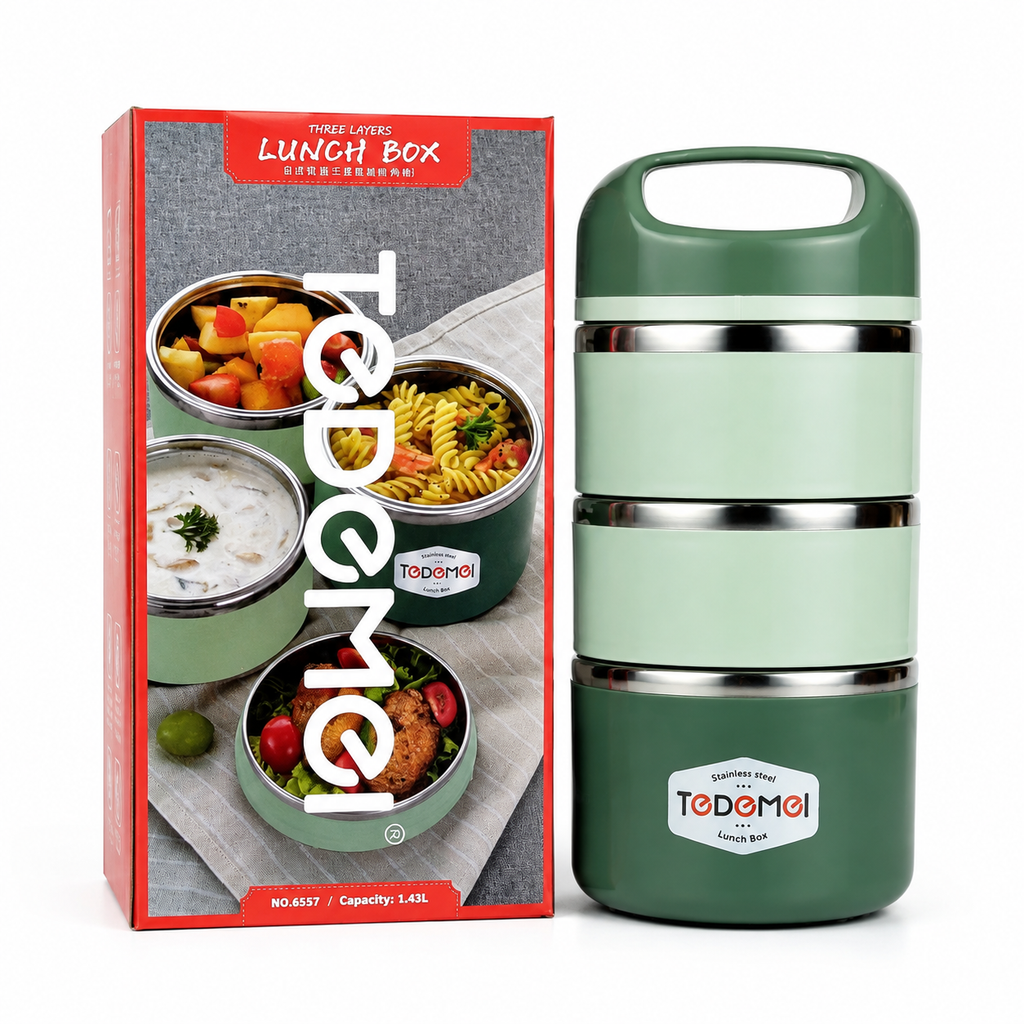 3.5 Layer 1.43L Stainless Steel Lunch Box – Leak-Proof, BPA-Free Airtight Tiffin Box with Handle for Office, School & Travel