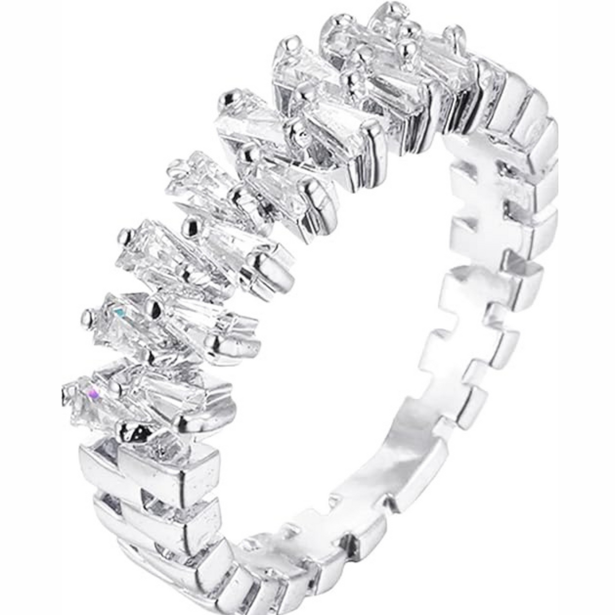 Double Rows Diamond Rings for Womens