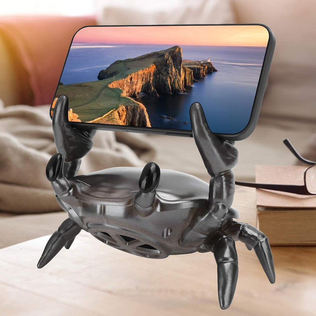 3-in-1 Cute Crab Phone Holder & Wireless Bluetooth Speaker (Model: VO-F8) – 5W Sound, Desktop Organizer & Hands-Free Stand