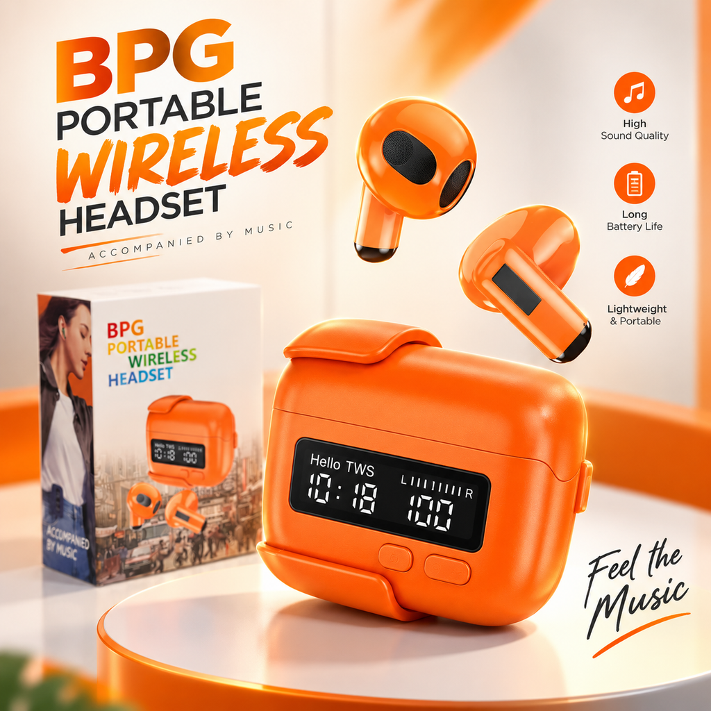 Multifunction TWS Wireless Earphones with Digital LED Clock Display – Portable Belt Clip Design, In-Ear Ergonomic Fit, Powerful Bass & Clear Voice Calling Stereo Earbuds