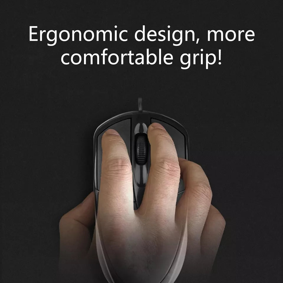 Game Valley CP72 USB Wired Optical Mouse – Lightweight 68g Ergonomic Design, 1.35M Durable Cable, 3+ Million Click Lifespan & Plug-and-Play