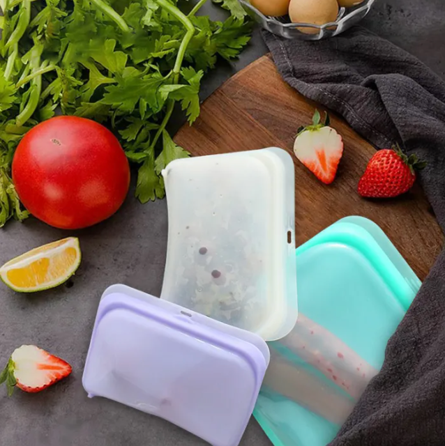 Reusable Silicone Food Storage Bags - Leakproof Airtight Ziplock Pouches