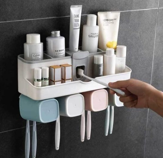 Wall-Mounted Toothbrush Holder and Automatic Toothpaste Dispenser Set