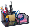 Metal Mesh Desk Organizer - Multi-Compartment Stationery Storage Stand