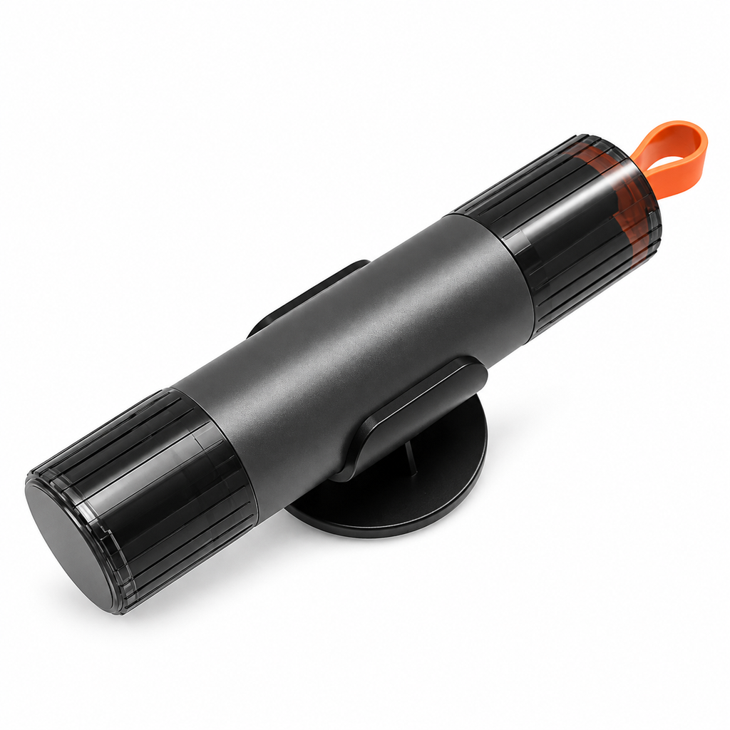 2-in-1 Car Emergency Safety Hammer – Spring-Loaded Tungsten Steel Window Glass Breaker & Concealed Seat Belt Cutter with 3M Mountable Base