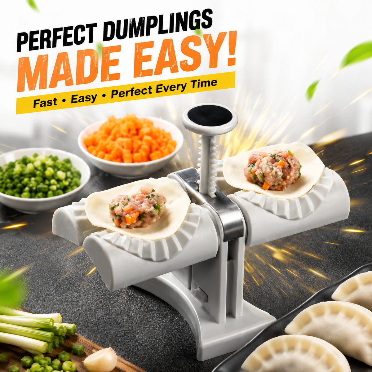 Double Head Automatic Dumpling Maker – Food-Grade ABS Dual-Head Dumpling Press & Momo Making Machine for Ravioli, Wontons & Empanadas
