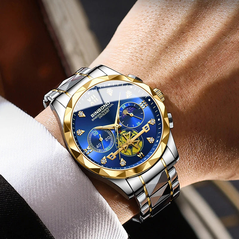 BINBOND B1236 Brand Fashion Tourbillon Dial Quartz Watches Men’s Luxury Stainless Steel