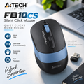 A4Tech FB10CS Silent Click Dual-Mode Wireless Mouse – Bluetooth & 2.4GHz, Multi-Device Pairing, Rubber Side Grips, Up to 2000 DPI & Long Battery Life