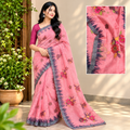 Prim Pink Cotton Floral Print Manipuri Handloom Saree