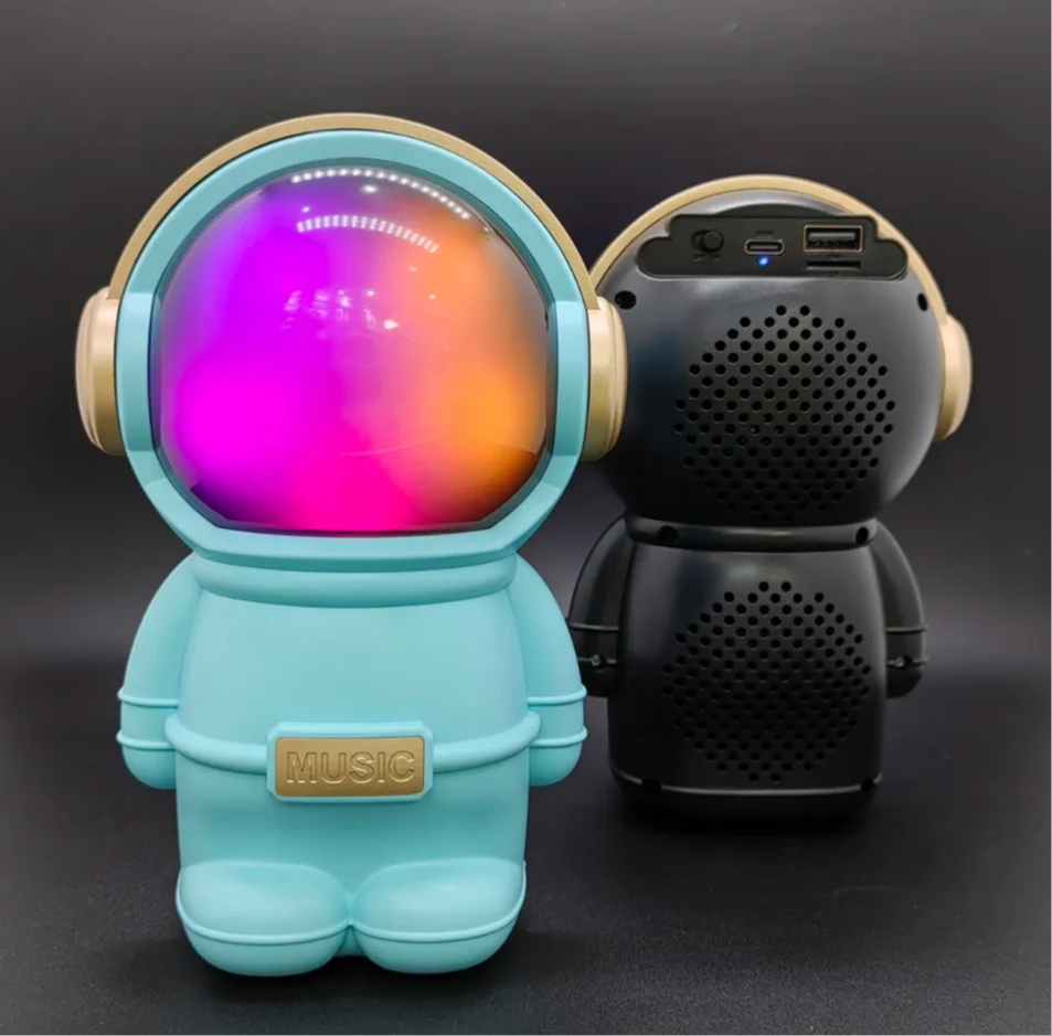 Wrader X808 Cute Astronaut Wireless Bluetooth Speaker – 5W Woofer Bass, RGB LED Lights, TWS Stereo, FM, USB & TF Card Support