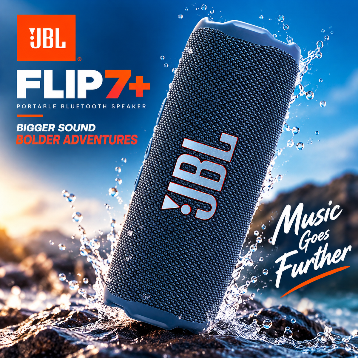 JBL Flip 7+ Portable Waterproof Bluetooth Speaker – 35W AI Sound Boost, Bluetooth 5.4, IP68 Dustproof, 16H Playtime & Auracast Support