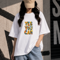 Premium Drop Shoulder T-Shirt for Women |Trendy Print Oversized Tee | Summer Friendly White