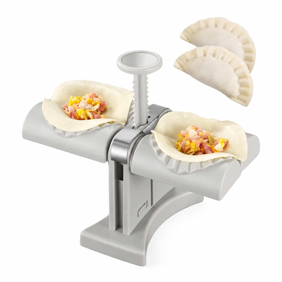 Double Head Automatic Dumpling Maker – Food-Grade ABS Dual-Head Dumpling Press & Momo Making Machine for Ravioli, Wontons & Empanadas