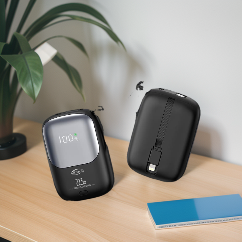 Moxx MP-02 22.5W PD & QC 10000mAh Fast Charging Power Bank – Dual Inputs (Micro & Type-C), Multi-Port Output, Smart LED Display & Compact Portable Design