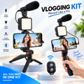 3-in-1 Professional Video Making Vlogging Kit – Complete Smartphone Rig with Shotgun Microphone, 36-LED Video Light, Mini Tabletop Tripod & Bluetooth Remote for YouTube, Live Streaming & Content Creation