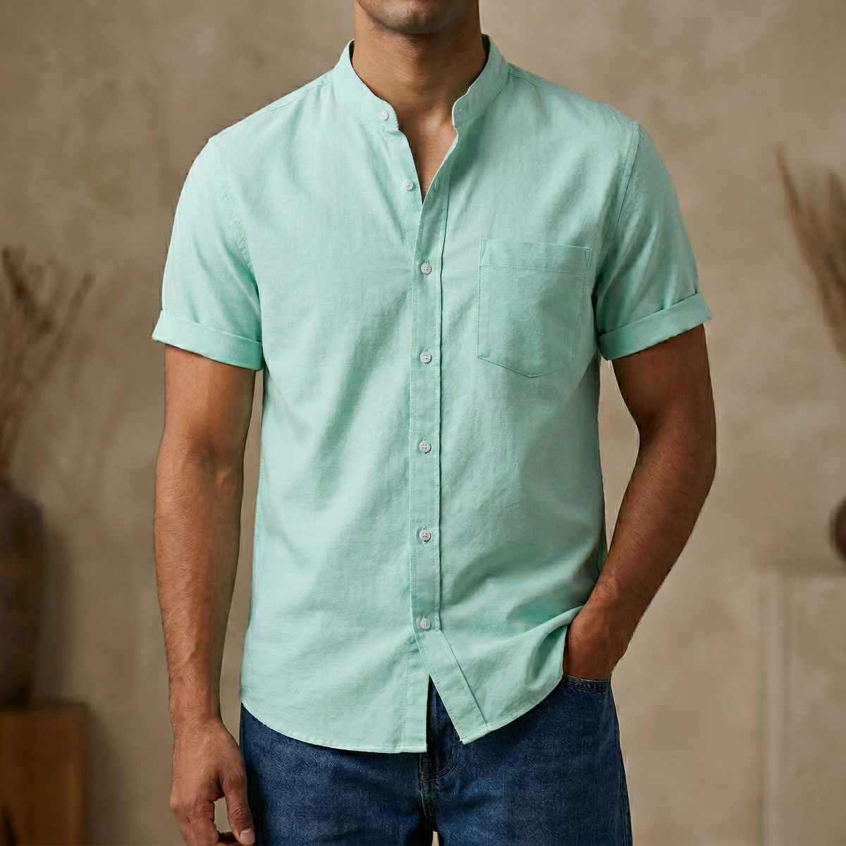 Fashionable half-sleeve shirt for men ( Paste)