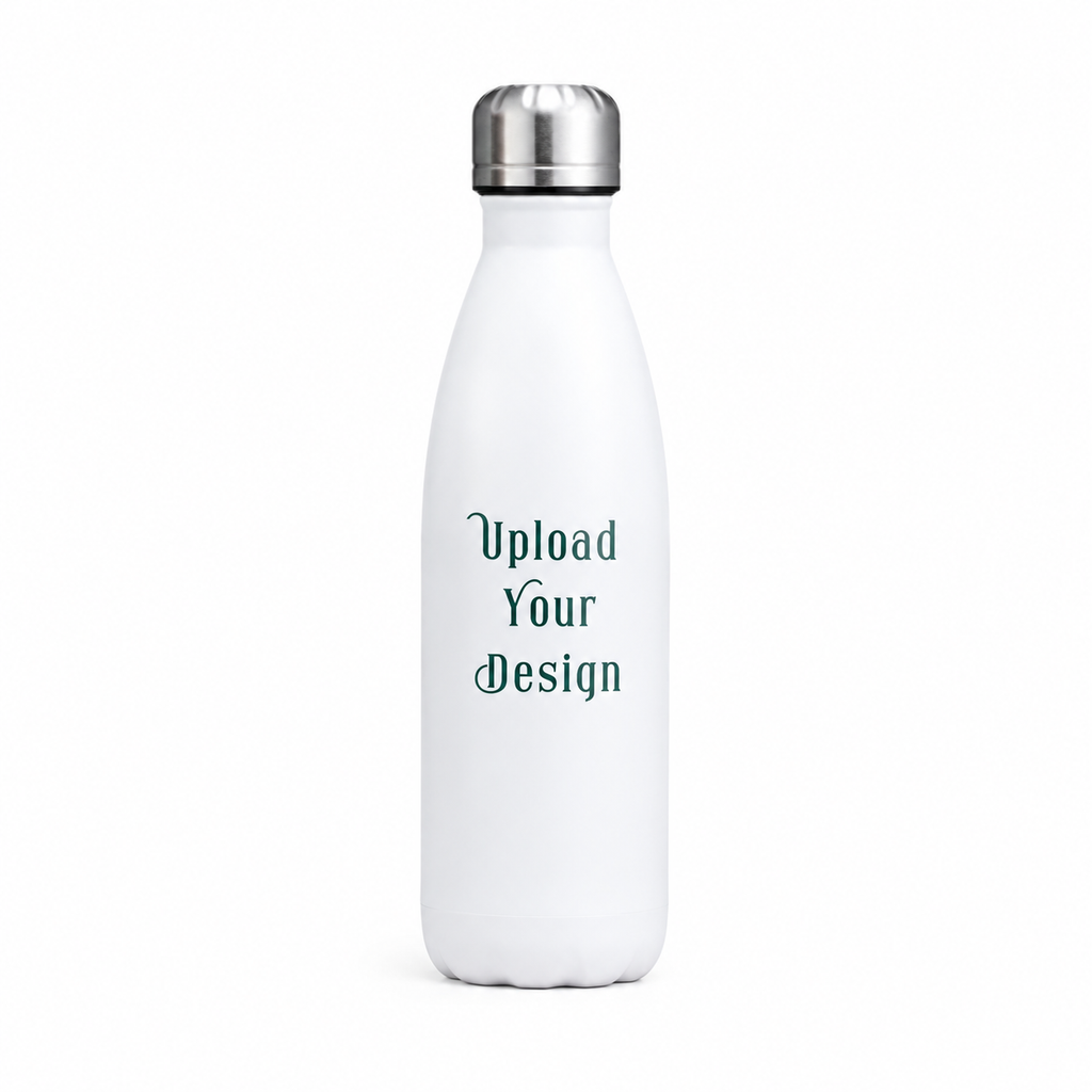 Customizable 500ml White Aluminum Water Bottle – Lightweight Glossy Finish Personalized Sports Bottle with Carton Box