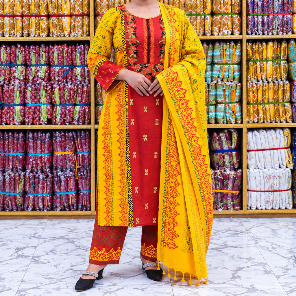 Puja Special Premium Cotton Three-Piece Collection