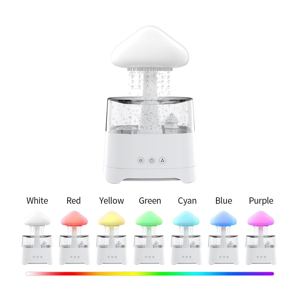 5-in-1 Rain Cloud Humidifier & Bluetooth Speaker – 450ml Capacity, Relaxing Rain Sound, 7-Color Ambient Light & Smart Anti-Dry Protection