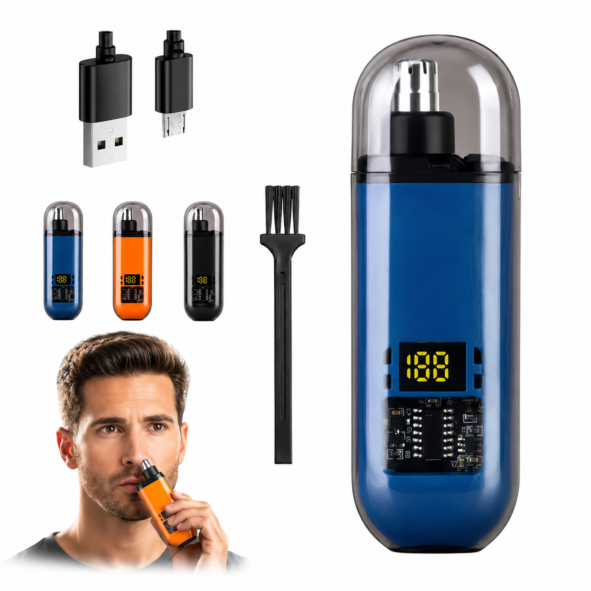 Rechargeable Electric Nose Hair Trimmer for Men & Women | Stainless Steel, Painless & Washable Grooming Kit with USB Charging