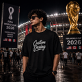 FIFA World Cup Special: 100% Cotton Custom Drop-Shoulder T-Shirt (Customize With Your Own Design)- Black
