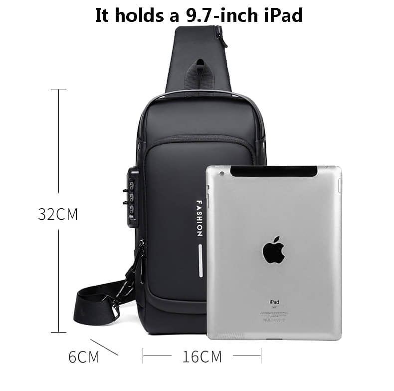 (Wallet ফ্রি) shoulder bag With Lock - Black