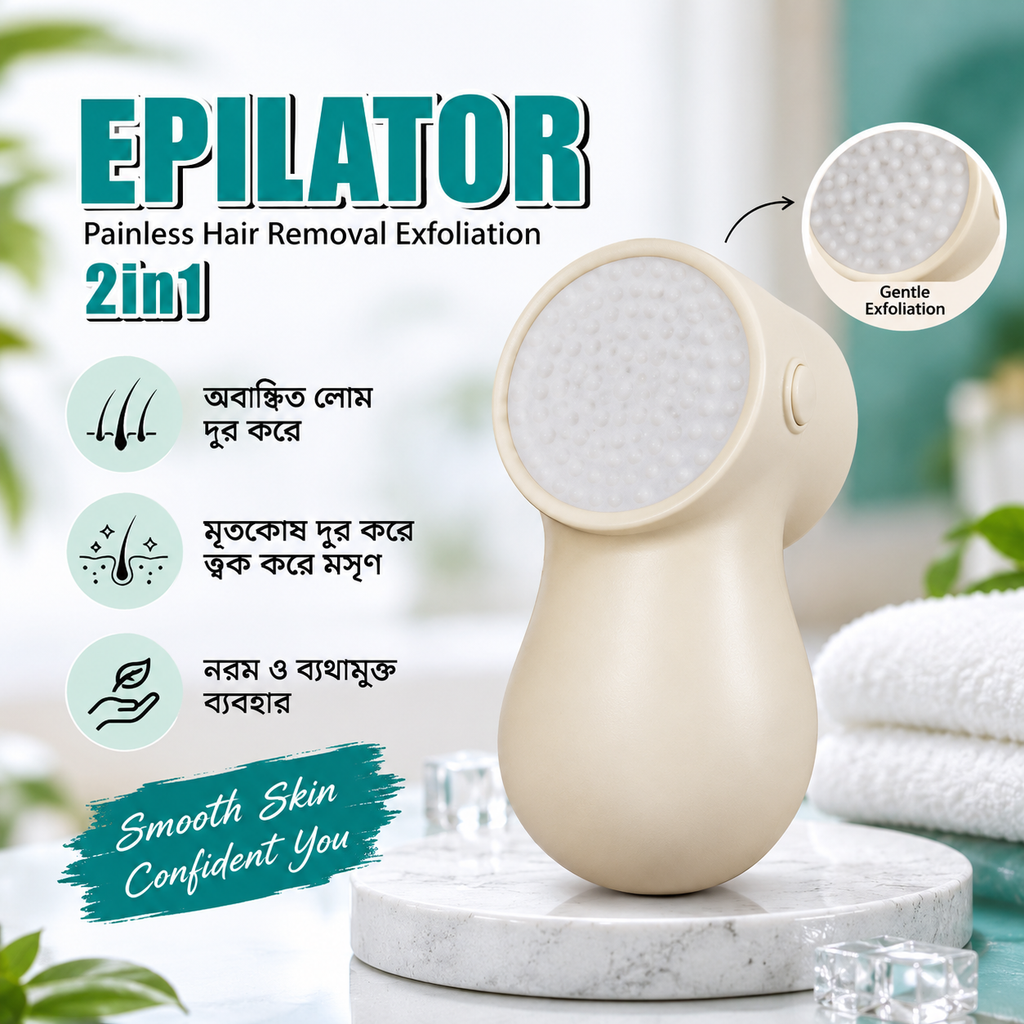 2 in 1 Painless Hair Removal & Exfoliation Device