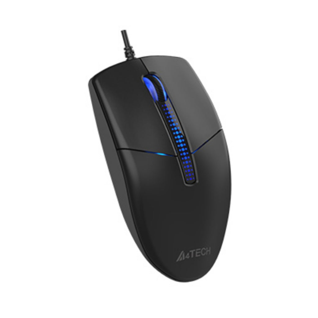 A4Tech N-530 Illuminated Wired Optical Mouse – 1200 DPI, Symmetric Design, 1.5M USB Cable, Plug & Play & Durable Build for PC & Laptop