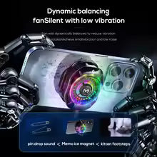 Memo CX10 Magnetic RGB Mobile Phone Cooler – Advanced Semiconductor Refrigeration, Fast 5000 RPM Silent Fan, Dual Magnetic & Clip-on Design, 10W-11W Cooling Power & Lightweight Portability
