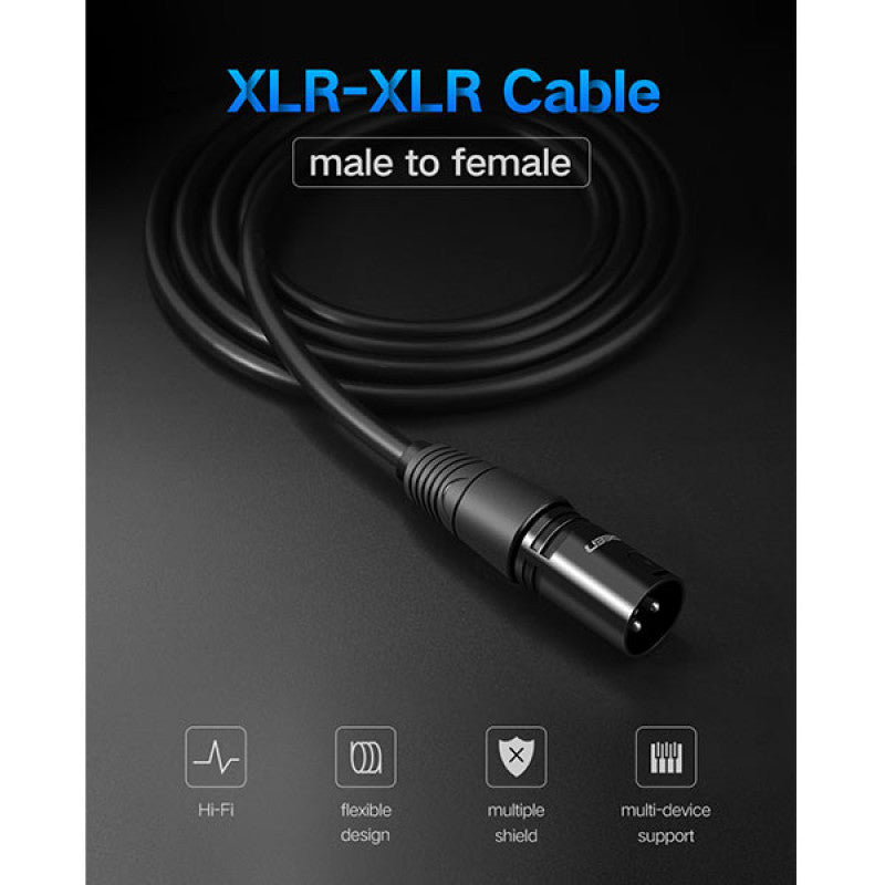 UGREEN AV130 (20714) XLR Male to Female Extension Cable (10M) – Oxygen-Free Copper, Gold-Plated Connectors, High Fidelity Balanced Audio Cord for Microphones & Studio Equipment