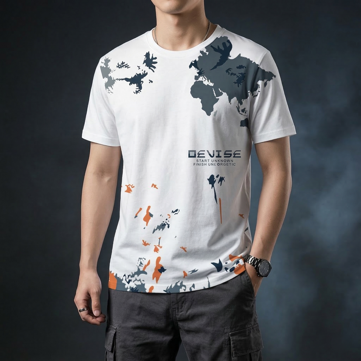 Stylish Comfortable sports T-Shirt(ASh+White)
