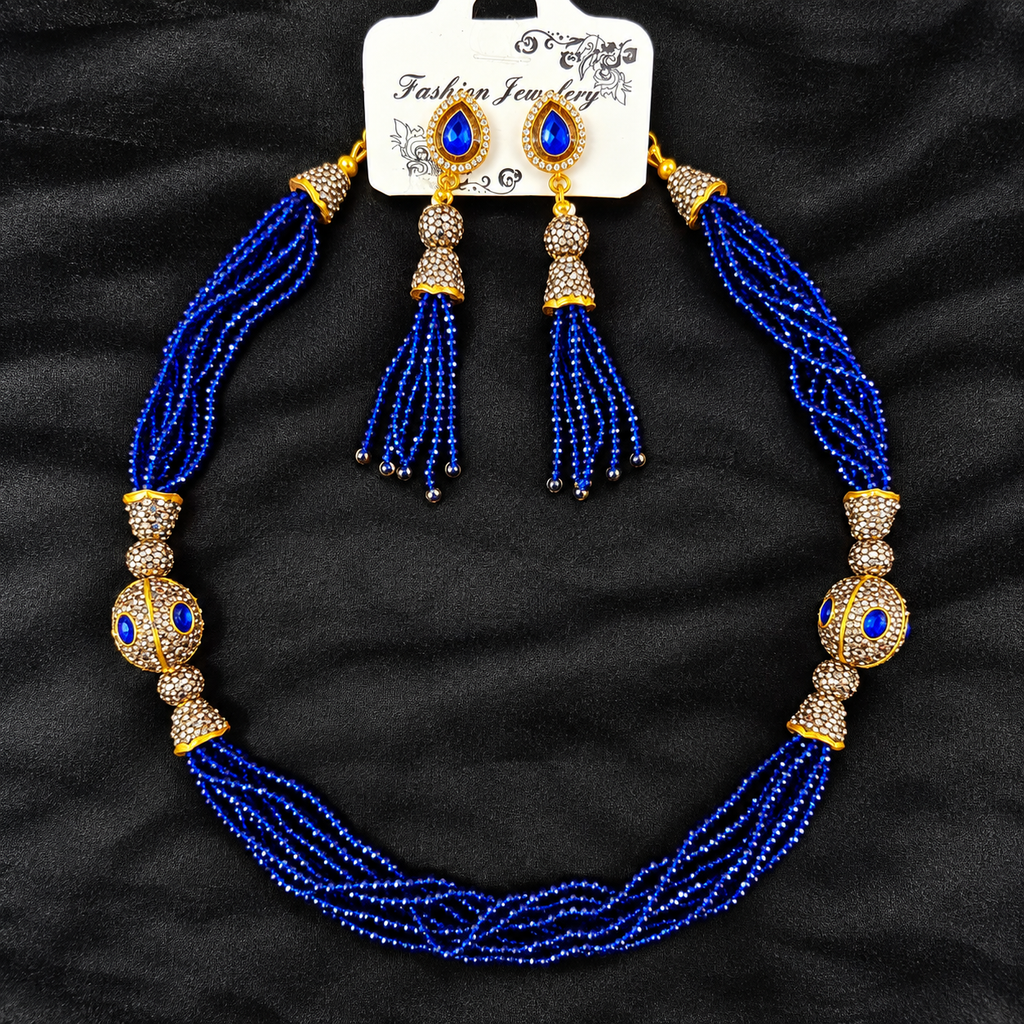 Premium Turkish Crystal and Antique Ball Necklace Set
