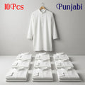 10 Pcs White Solid Punjabi Combo