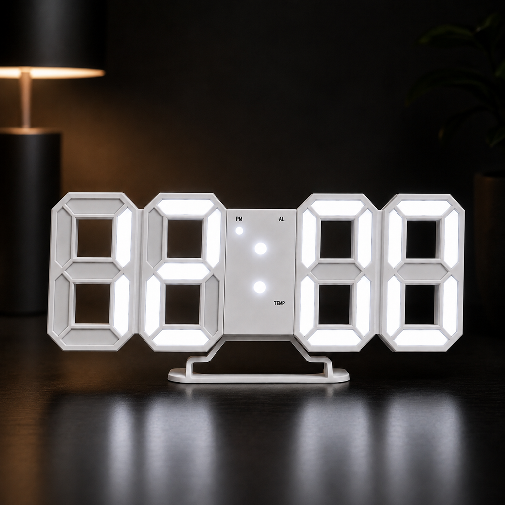 Digital LED Electronic Table & Wall Clock – Multi-Functional Alarm Clock with Temperature Sensor, Date Display, USB Powered, and Memory Backup