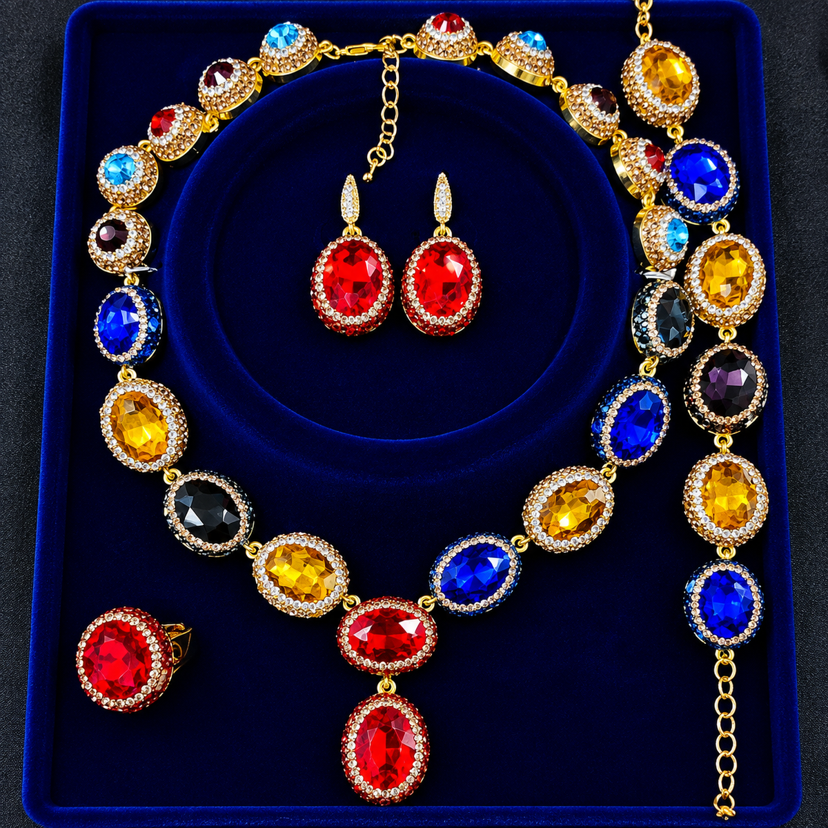 Premium Bridal/Party Multicolor Stone Jewelry Set